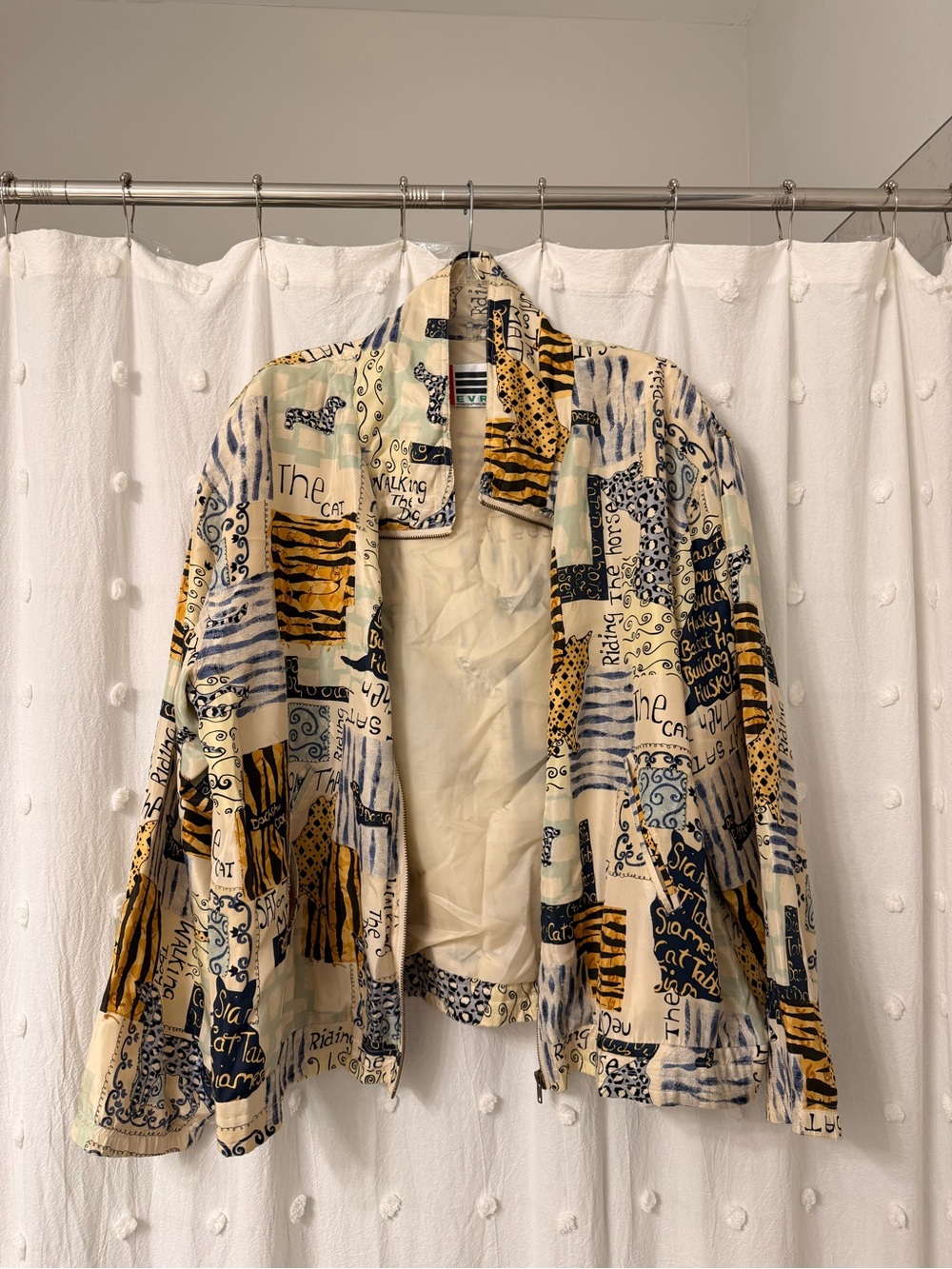 Printed Cream, Navy & Mustard Women's Lightweight Jacket